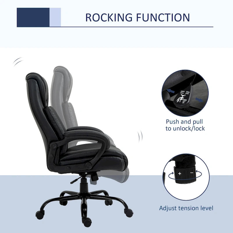 Chaise de bureau de direction Fauteuil de bureau en cuir PU Rembourrage ergonomique