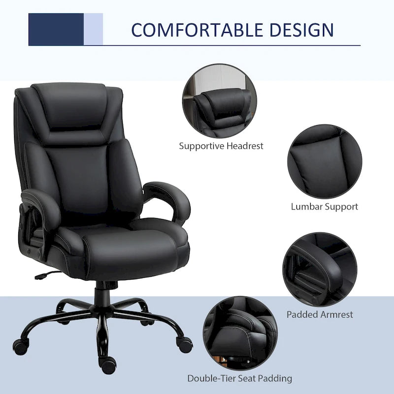 Chaise de bureau de direction Fauteuil de bureau en cuir PU Rembourrage ergonomique