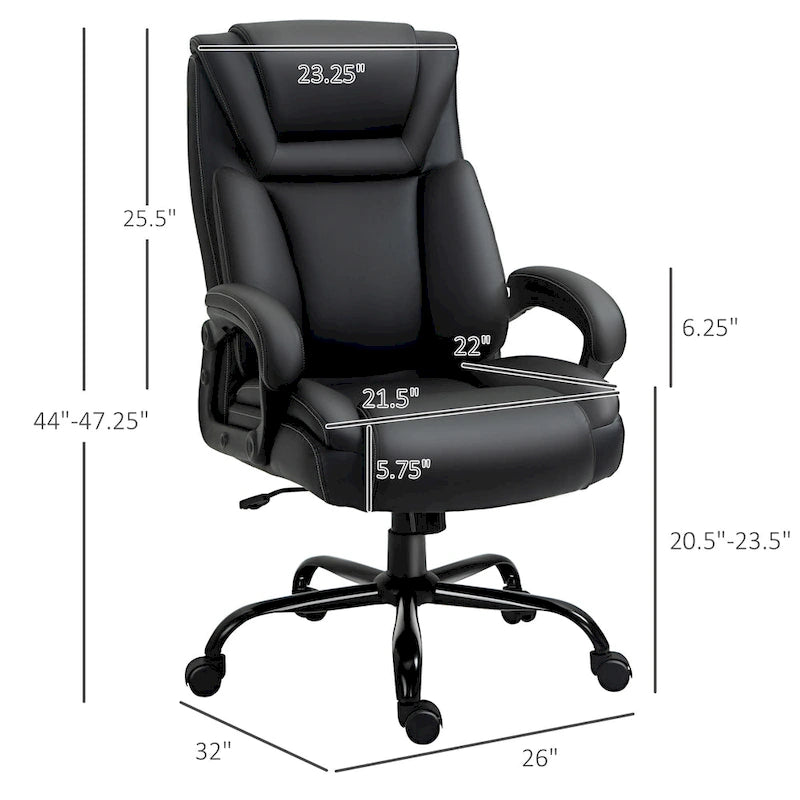 Chaise de bureau de direction Fauteuil de bureau en cuir PU Rembourrage ergonomique