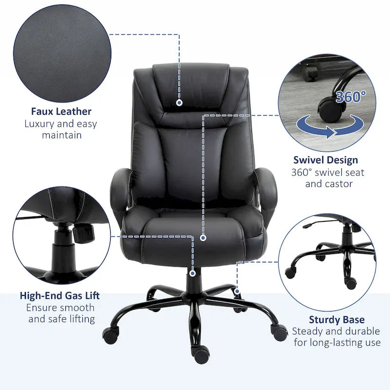 Chaise de bureau de direction Fauteuil de bureau en cuir PU Rembourrage ergonomique