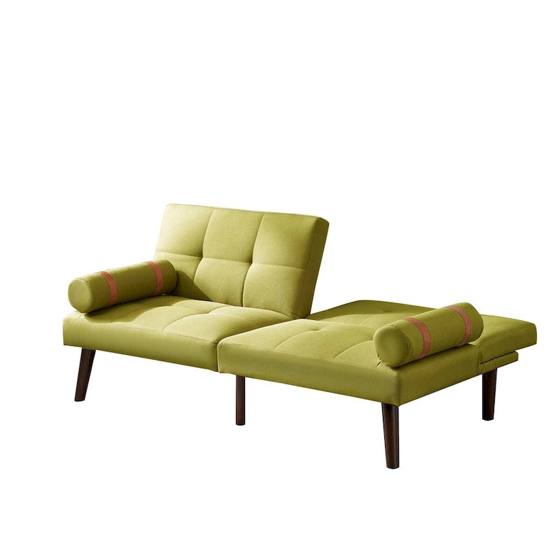 Canapé-lit convertible futon avec pieds en bois massif et revêtement en lin