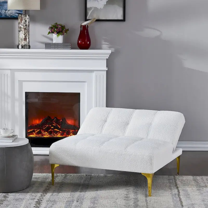 Canapé-lit convertible futon avec pieds en bois massif et revêtement en lin