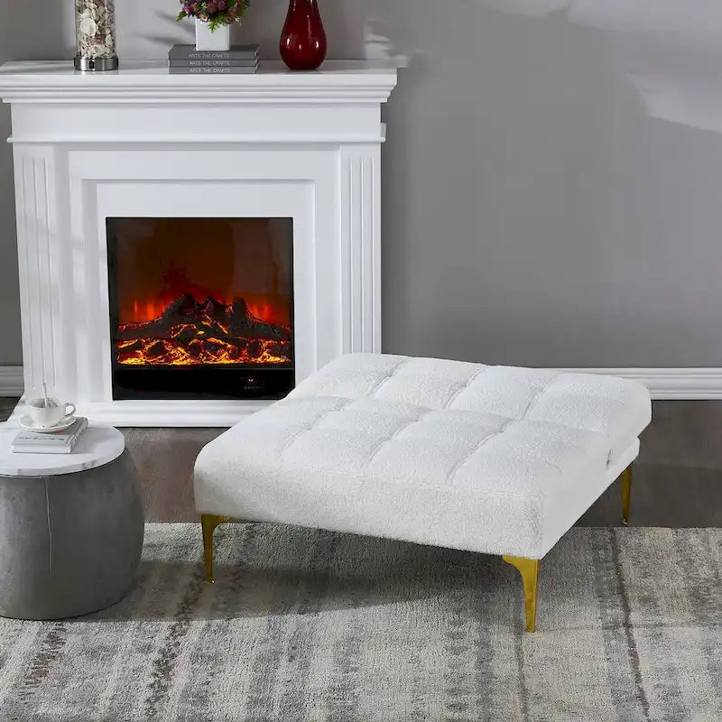 Canapé-lit convertible futon avec pieds en bois massif et revêtement en lin