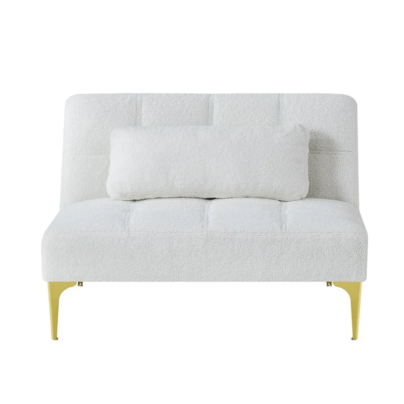 Canapé-lit convertible futon avec pieds en bois massif et revêtement en lin