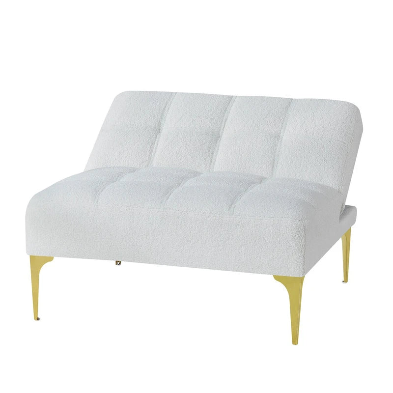 Canapé-lit convertible futon avec pieds en bois massif et revêtement en lin