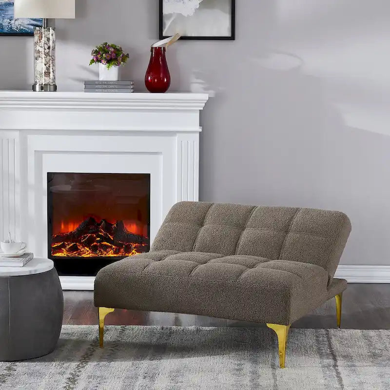 Canapé-lit convertible futon avec pieds en bois massif et revêtement en lin