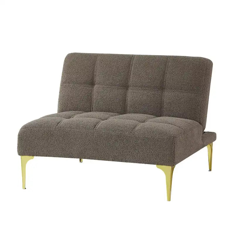 Canapé-lit convertible futon avec pieds en bois massif et revêtement en lin