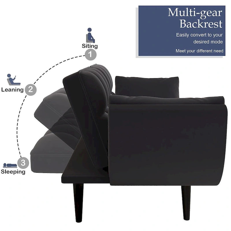 Canapé-lit futon, canapé futon pliable convertible inclinable