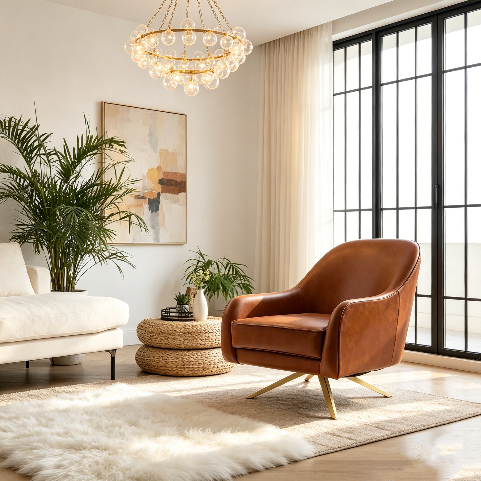 Fauteuil Club Pivotant en Cuir PU, Fauteuil de Salon, Fauteuil d'Appoint Rembourré